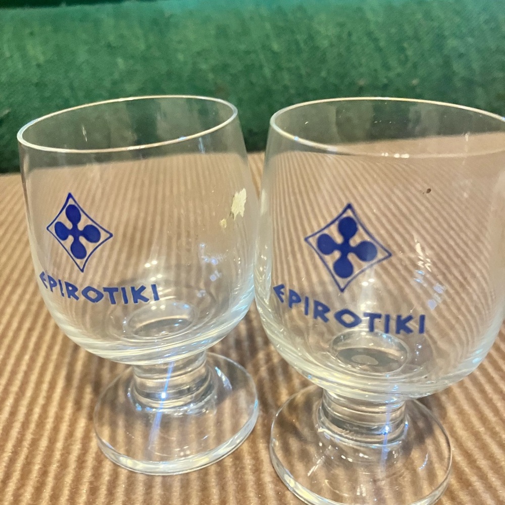 Epirotiki Glass Set with Blue Logo